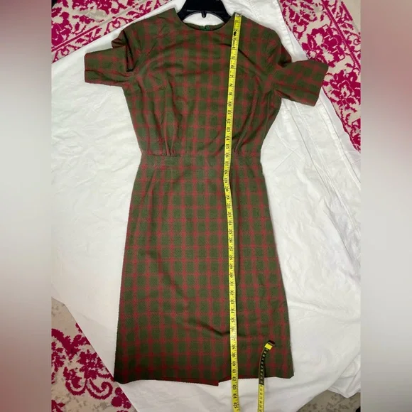 Vintage 60s Nubby Cotton Plaid Dress - Picture 4 of 5